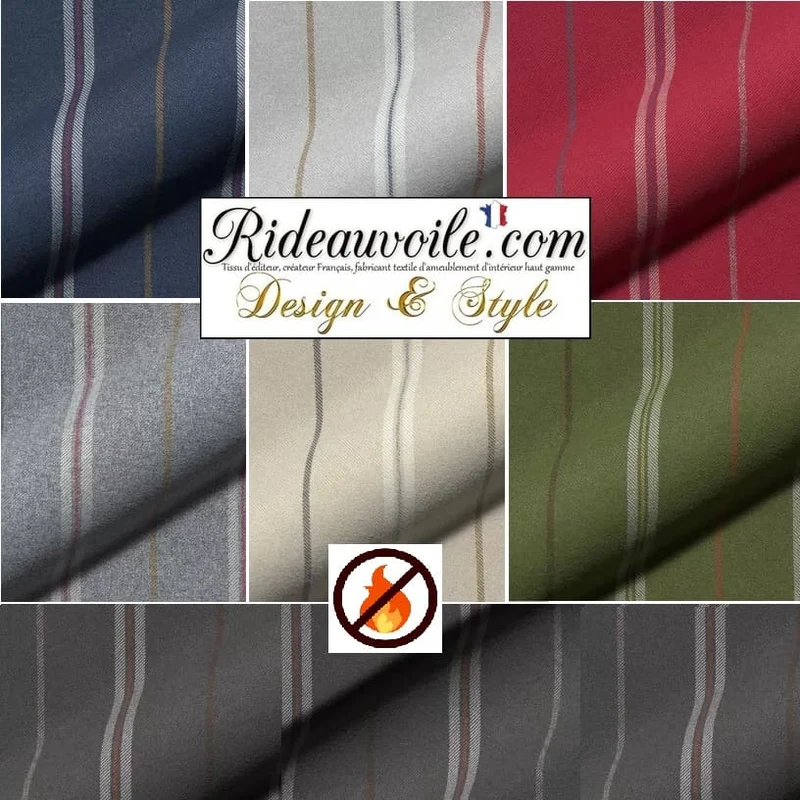 Tissu rayure vert ignifuge 🔥 Architecte d'Intérieur Agencement Chalet Appartement