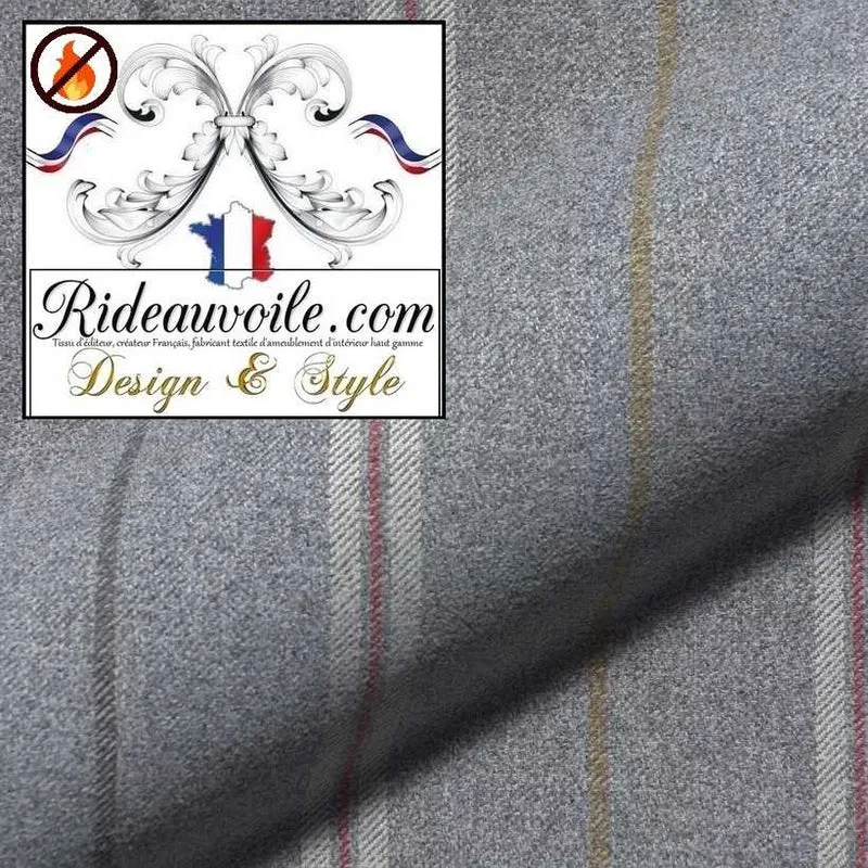 Tissu effet Laine mètre rayure ignifuge 🔥 Architecte d'Intérieur Chalet Résidence