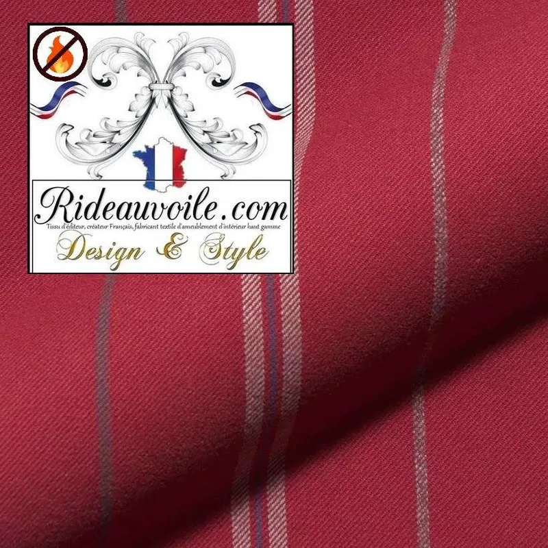 Tissu effet Laine rouge mètre rayure ignifuge 🔥 Architecte d'Intérieur Chalet Résidence
