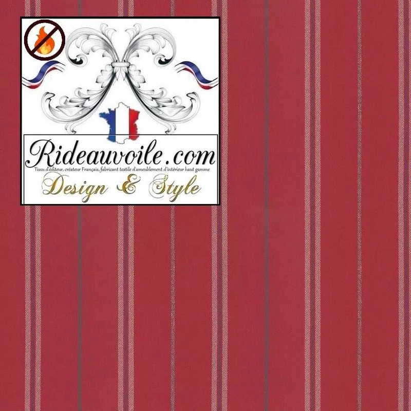 Tissu effet Laine rouge mètre rayure ignifuge 🔥 Architecte d'Intérieur Chalet Résidence