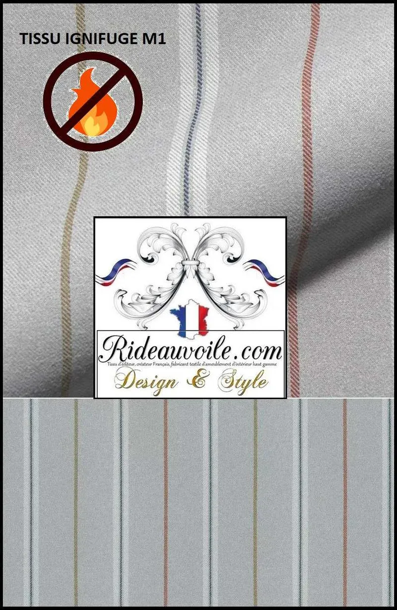 Tissu effet Laine gris mètre🔥 rayures ignifuge Architecte designer Intérieur Chalet