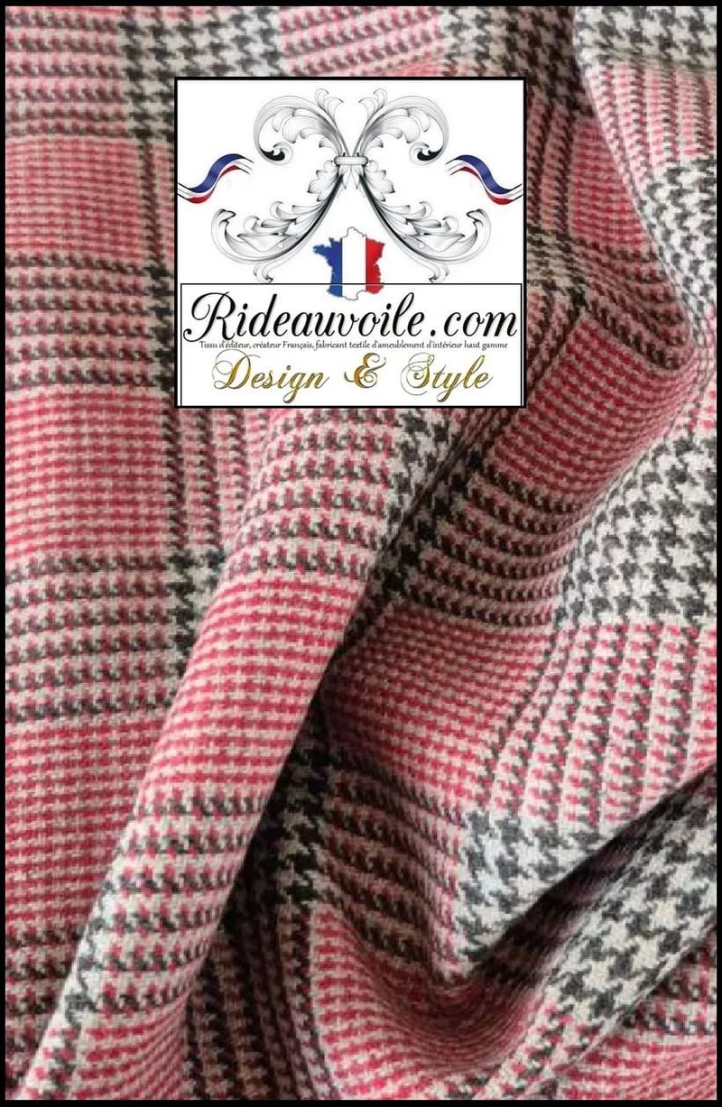 Tissu d'ameublement mètre Confection rideau carreaux écossais laine tweed rouge