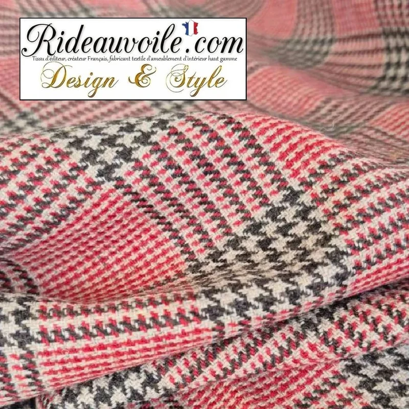Tissu d'ameublement mètre Confection rideau carreaux écossais laine tweed rouge