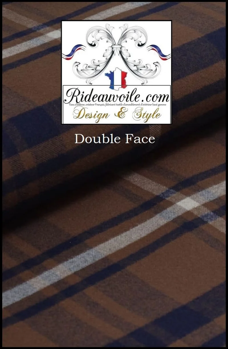 Tissu d'ameublement mètre & Confection rideau coussin motif carreaux tartan marron