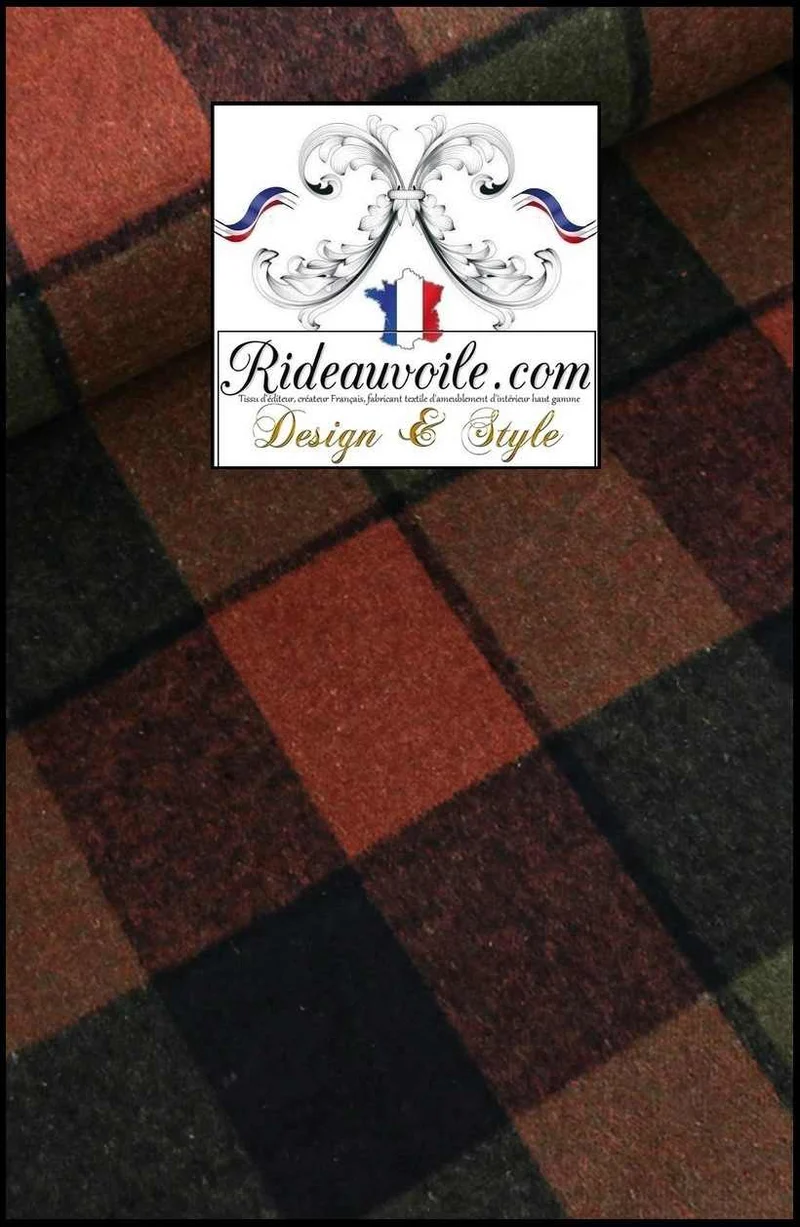 Tissu Velours carreaux Tartan effet Laine Chalet Architecte rénovation Décoration intérieur