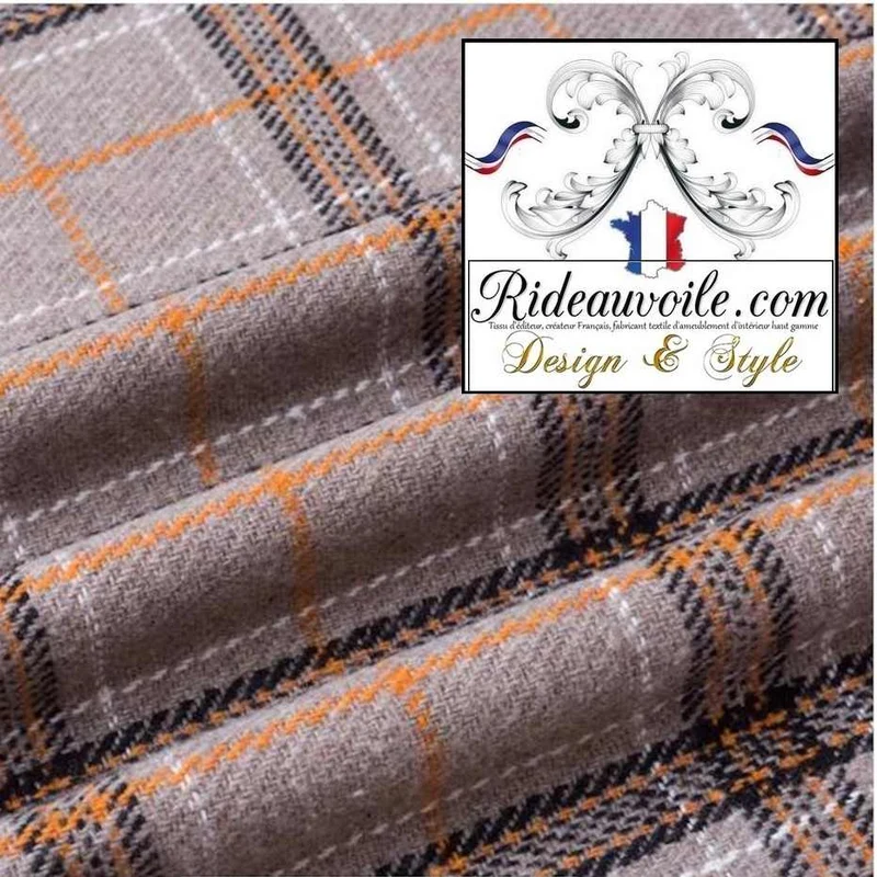 Tissu à carreaux Tartan rouge beige bleu effet Laine | Architecte rénovation D'intérieur