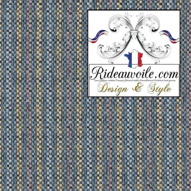 Tissu à rayures lignes velours chenille bleu Architecte d'intérieur Chalet campagne