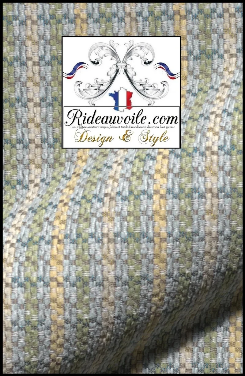 Tissu d'ameublement rayures lignes velours chenille Architecte Chalet campagne