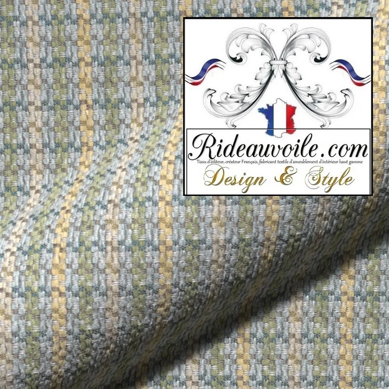 Tissu d'ameublement rayures lignes velours chenille Architecte Chalet campagne