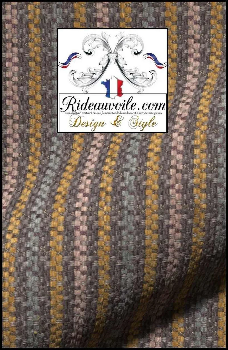 Tissu à rayures lignes effet Laine velours chenille campagne d'ameublement mètre