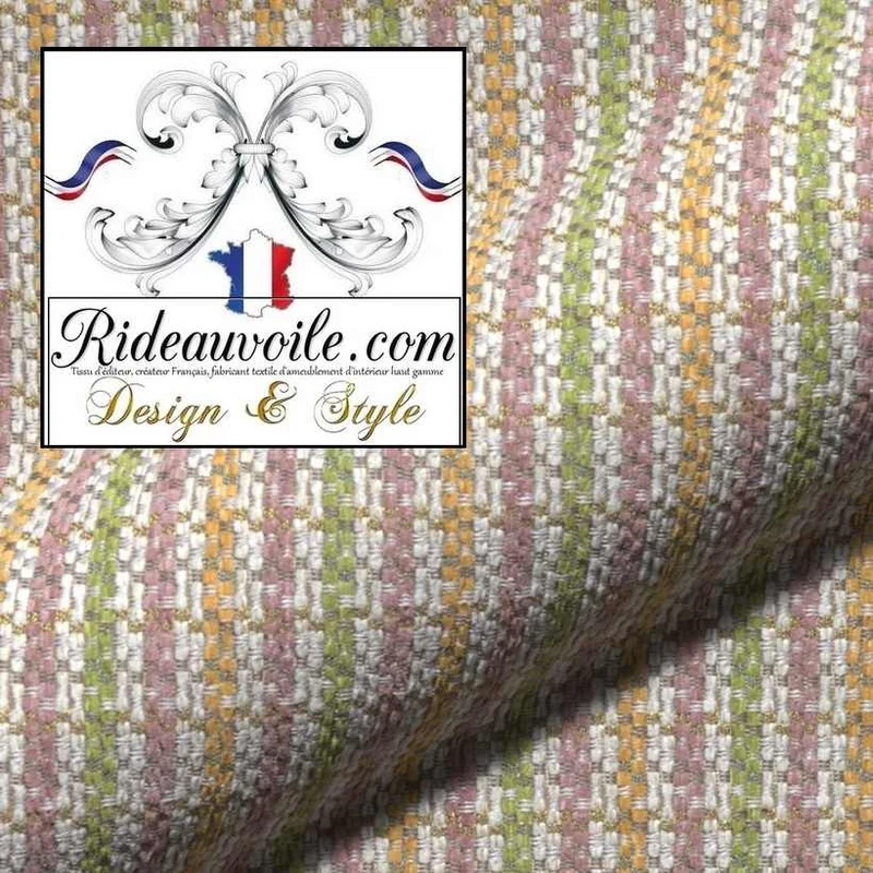 Tissu à rayures lignes effet Laine velours à chenille velouté d'ameublement mètre