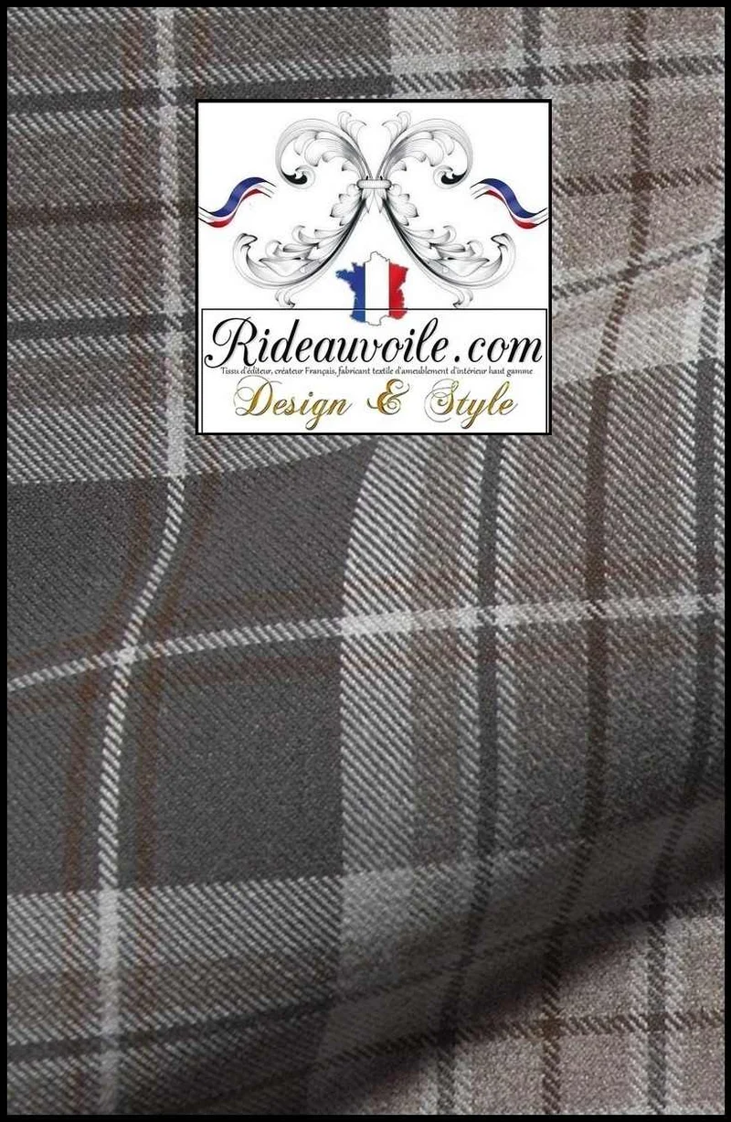 Boutique tissu 🔥 déco carreaux gris foncé Tartan Laine mètre Ignifuge