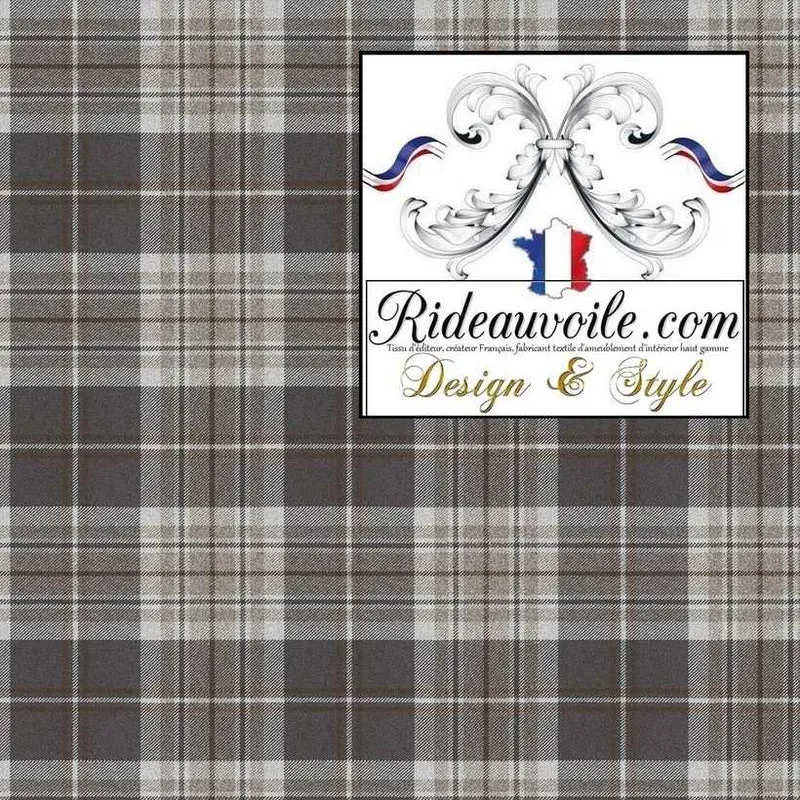 Boutique tissu 🔥 déco carreaux gris foncé Tartan Laine mètre Ignifuge