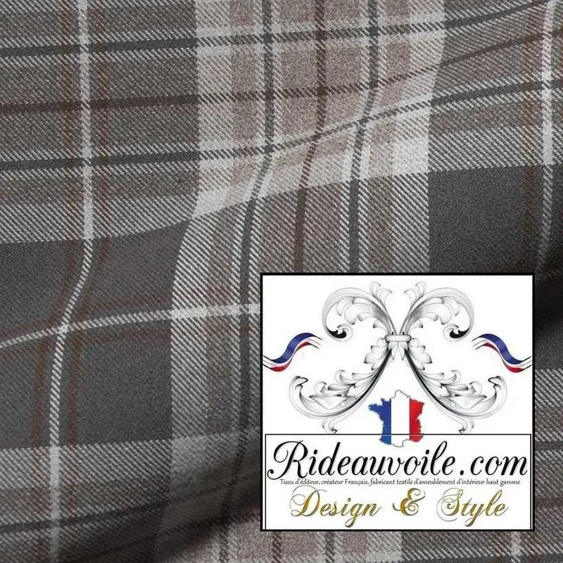 Boutique tissu 🔥 déco carreaux gris foncé Tartan Laine mètre Ignifuge