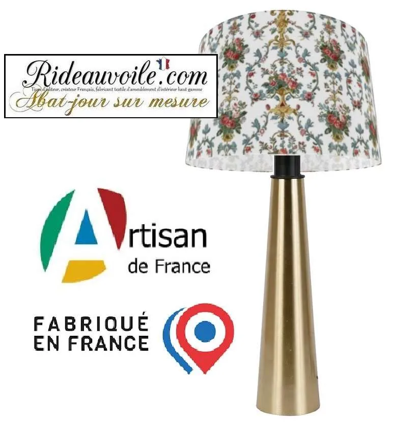 Luminaire tissu imprimé florale rococo abat-jour atelier création sur mesure