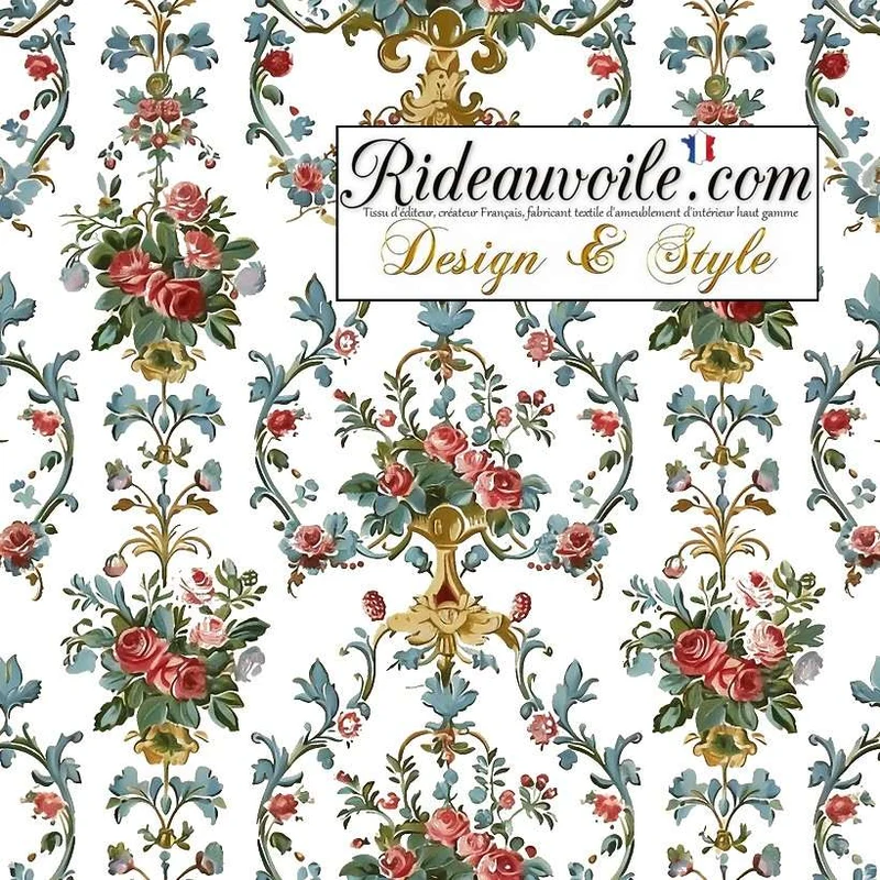 Luminaire tissu imprimé florale rococo abat-jour atelier création sur mesure