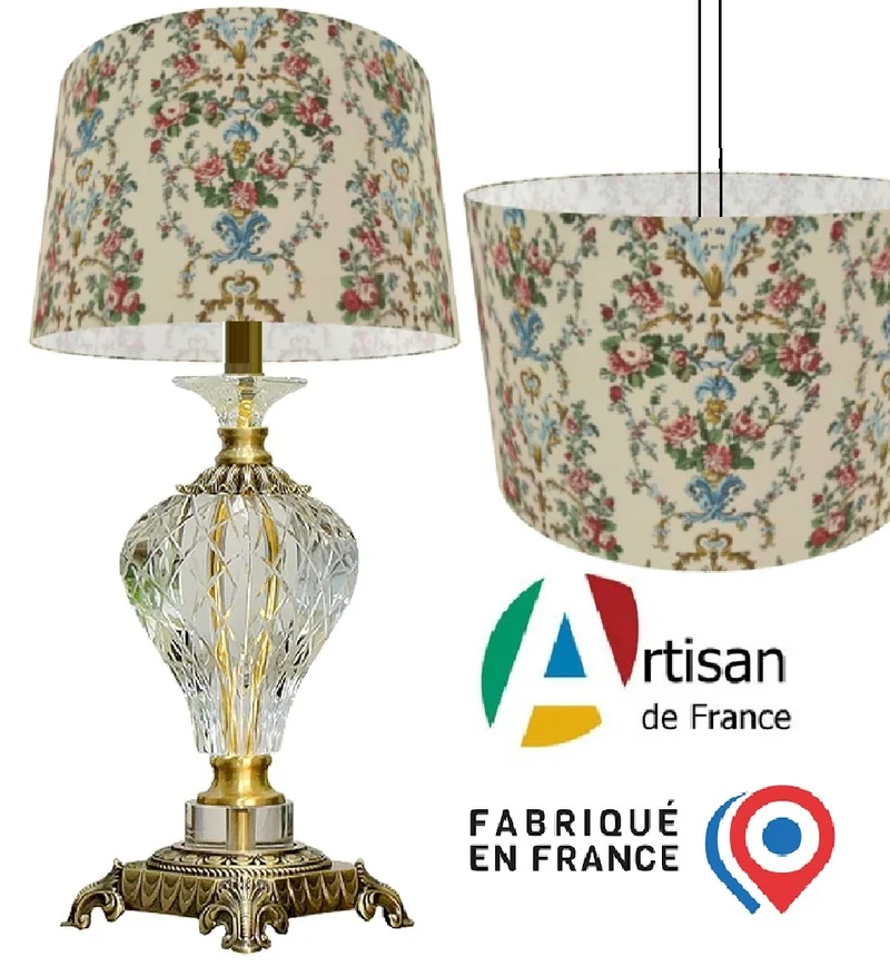 Architecte classique luminaire abat-jour sur mesure | Tissu motif Rococo Baroque