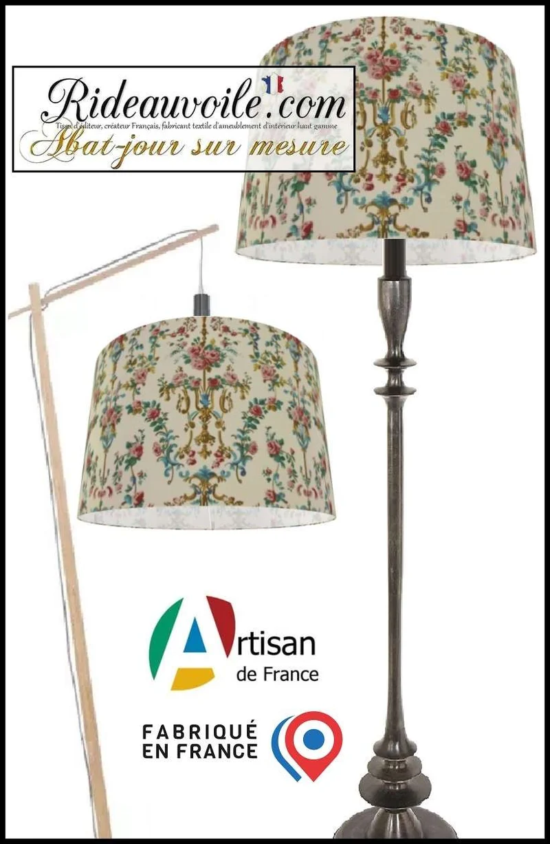 Abat-jour imprimé belle époque rétro Baroque Rococo réalisation fabricant sur mesure