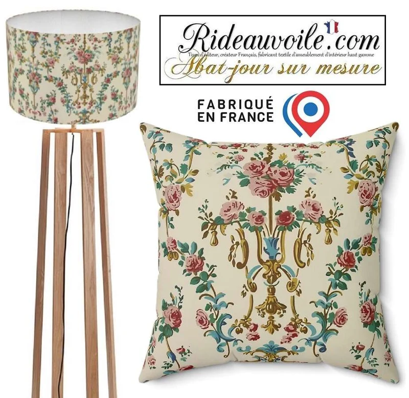 Abat-jour imprimé belle époque rétro Baroque Rococo réalisation fabricant sur mesure