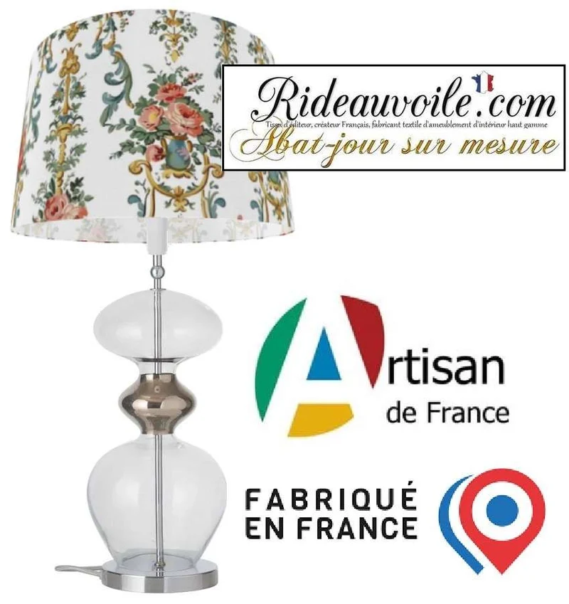 Tissu imprimé floral Baroque rétro vintage Rococo | Confection abat-jour sur mesure