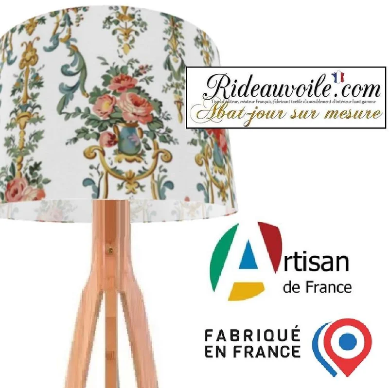 Tissu imprimé floral Baroque rétro vintage Rococo | Confection abat-jour sur mesure