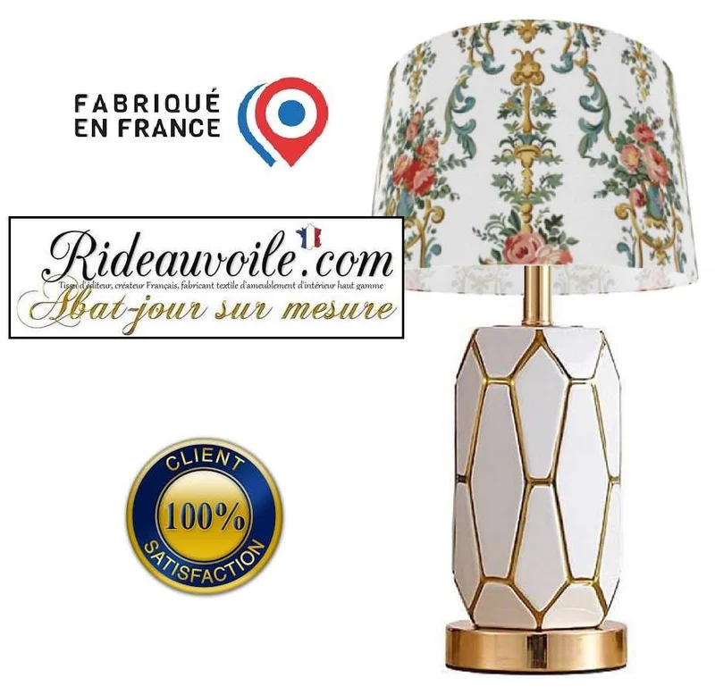 Tissu imprimé floral Baroque rétro vintage Rococo | Confection abat-jour sur mesure
