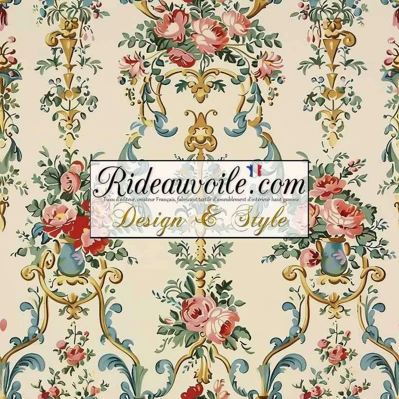Tissu imprimé floral Baroque rétro vintage Rococo | Création abat-jour sur mesure