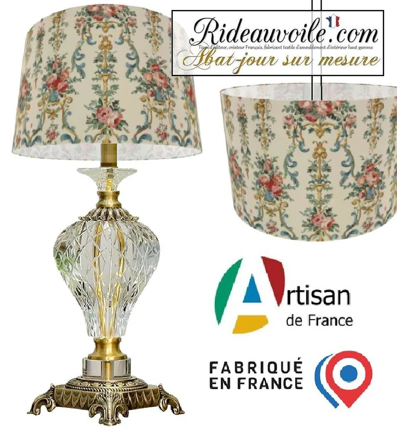 Tissu imprimé floral Baroque rétro vintage Rococo | Création abat-jour sur mesure