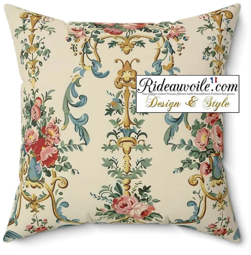 Tissu imprimé floral Baroque rétro vintage Rococo | Création abat-jour sur mesure