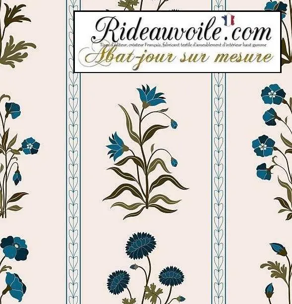 Tissu imprimé floral graphique Les fleurs Indienne | Création abat-jour sur mesure