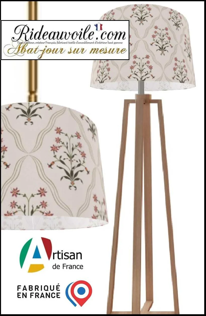 Abat-jour tambour suspension sur-mesure Tissu ethnique floral graphique Indien
