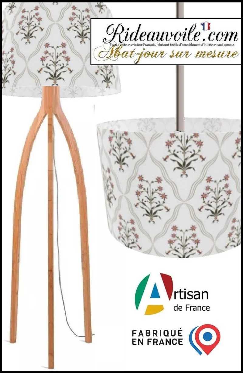 Abat-jour Contrecollé suspension motif Fleur Tissu ethnique imprimé graphique Indien