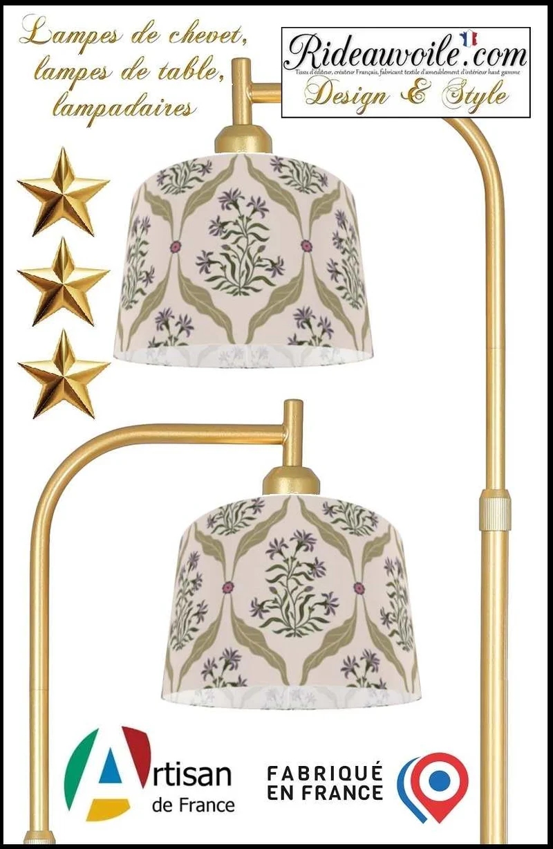 Abat-jour rigide Contrecollé suspension motif Fleur Tissu ethnique imprimé style Indien
