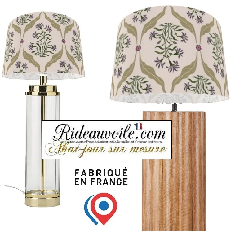 Abat-jour rigide Contrecollé suspension motif Fleur Tissu ethnique imprimé style Indien