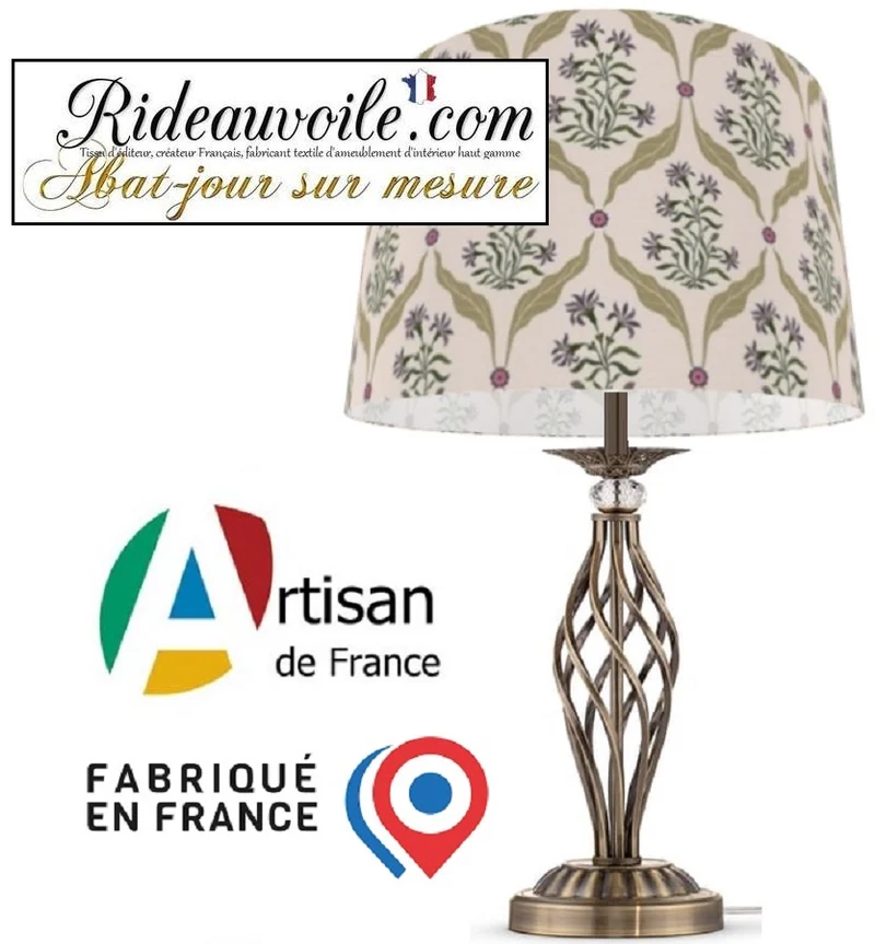 Abat-jour rigide Contrecollé suspension motif Fleur Tissu ethnique imprimé style Indien
