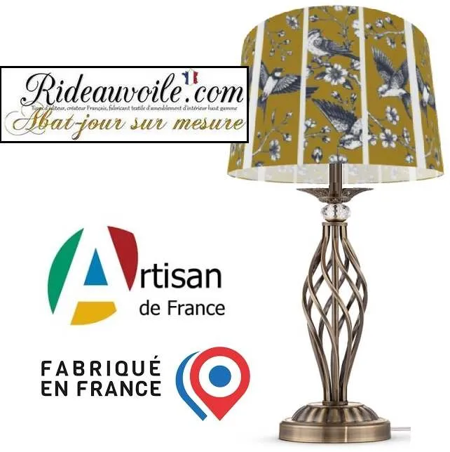 Fabrication d'abat-jour vert oiseaux sur mesure abatjouriste spécialiste luminaire