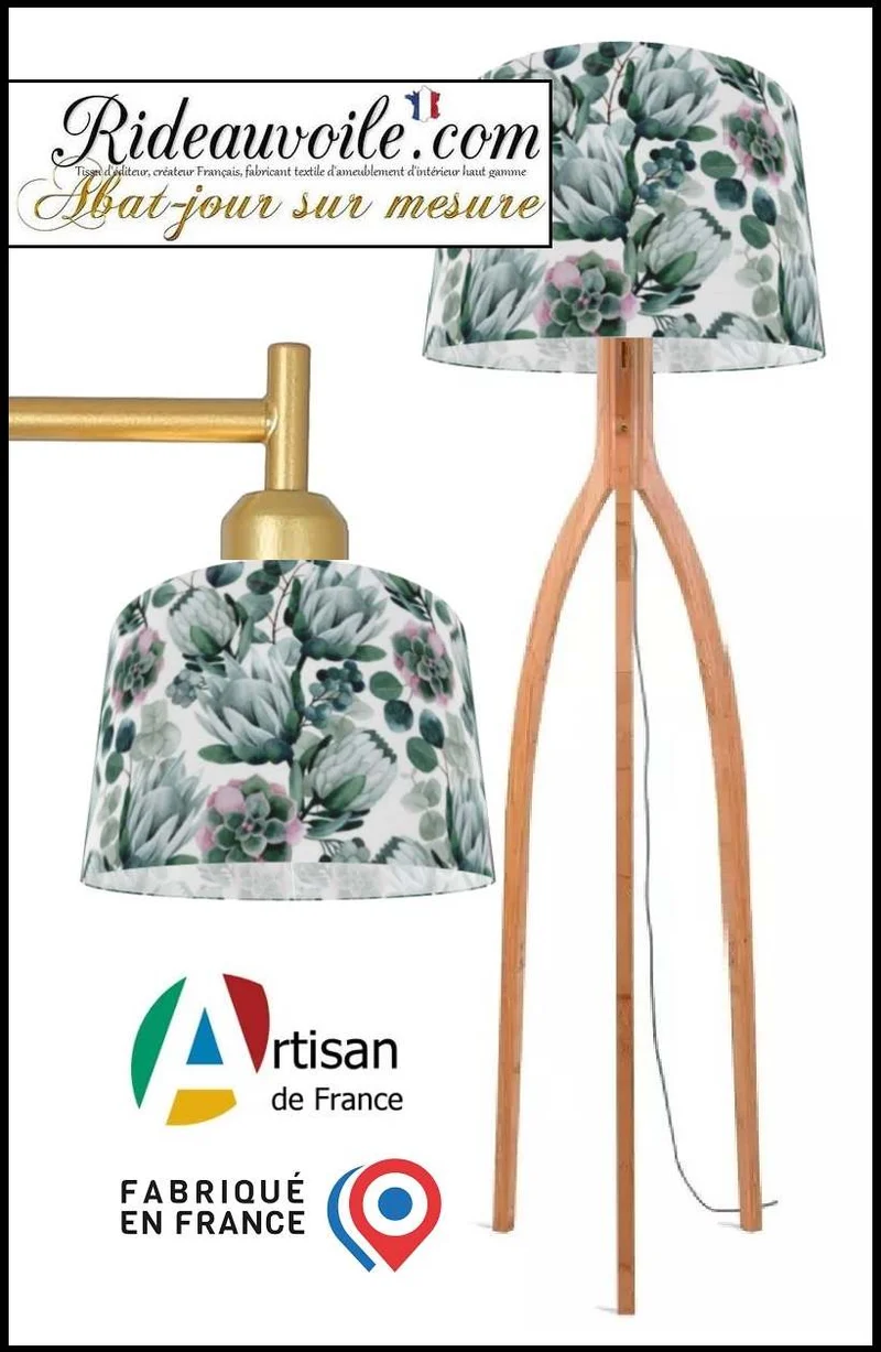 Abat-jour suspension protée royale, Protea cynaroides, eucalyptus fleurs exotiques