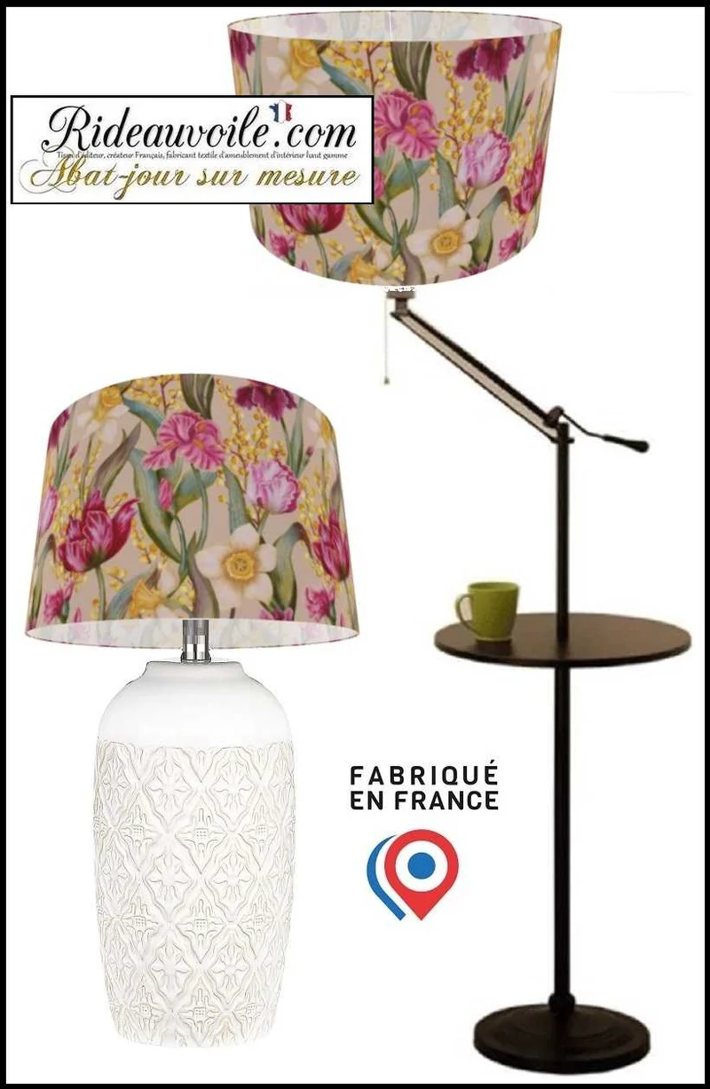 Lumière d'Intérieur Carcasse rond cylindrique d'Abat-Jour tissu imprimé floral fleur
