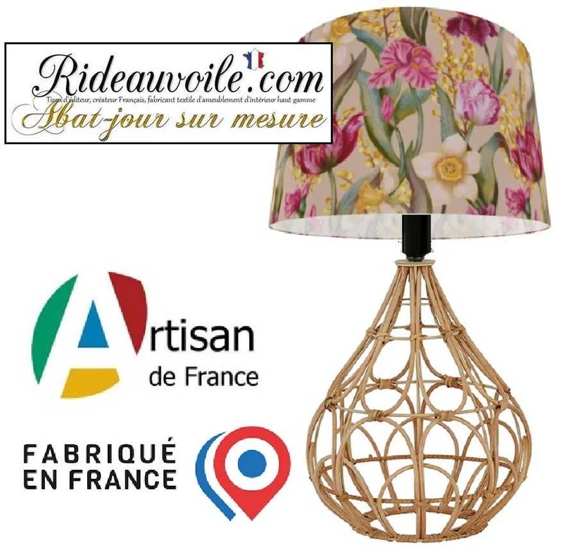Lumière d'Intérieur Carcasse rond cylindrique d'Abat-Jour tissu imprimé floral fleur