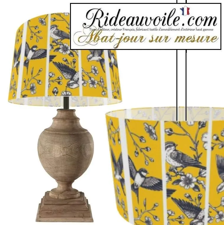 Luxury Manufacturers of Decorative Indoor Lighting | Birds print Lampshades yellow