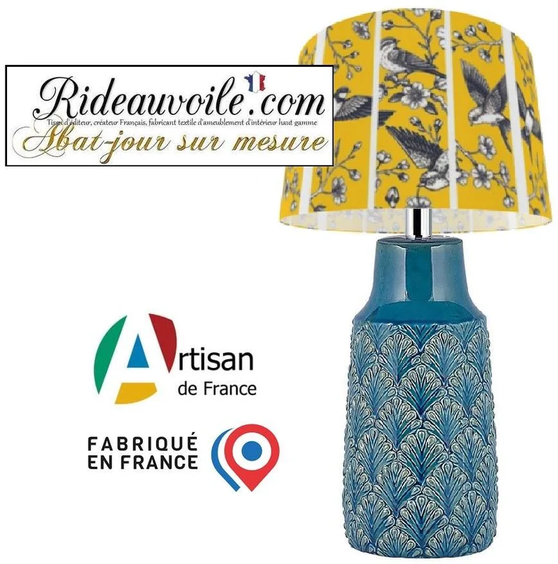 Luxury Manufacturers of Decorative Indoor Lighting | Birds print Lampshades yellow
