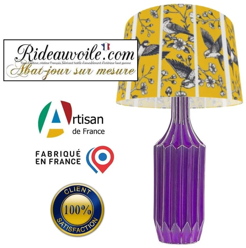 Luxury Manufacturers of Decorative Indoor Lighting | Birds print Lampshades yellow