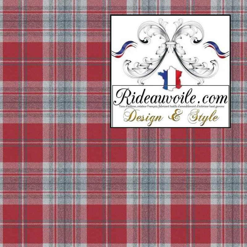 Tissu ameublement 🔥 motif à carreaux rouge Tartan effet Laine au mètre Ignifuge