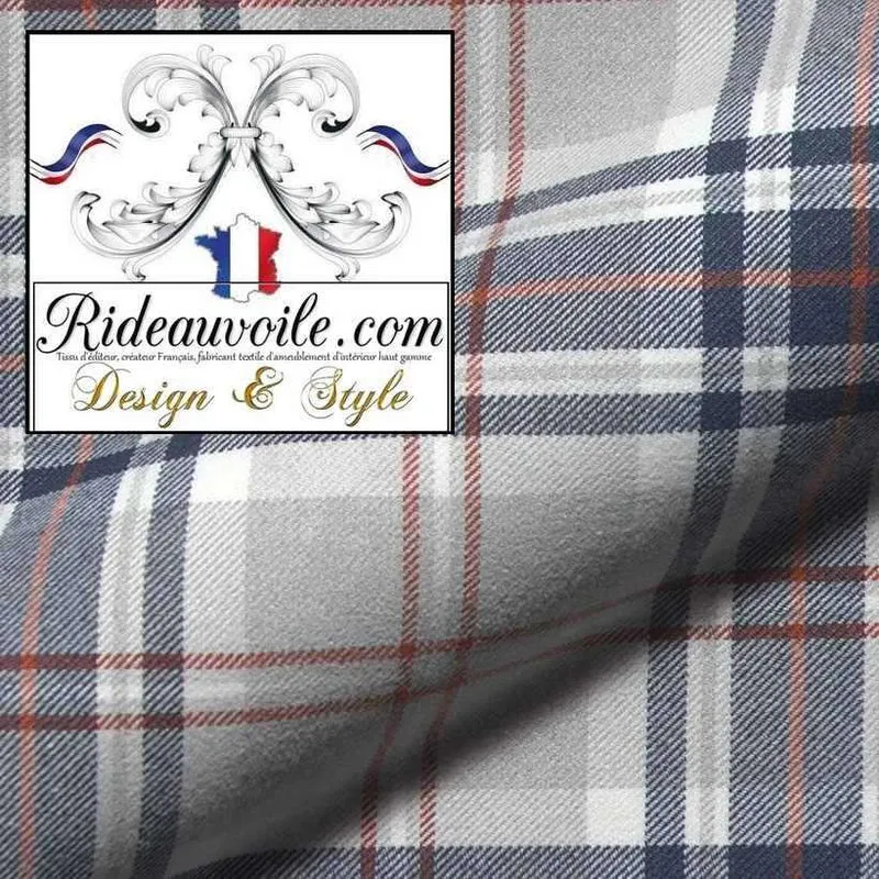 Tissu motif à carreaux Tartan 🔥 gris effet Laine au mètre rideau confection Ignifuge