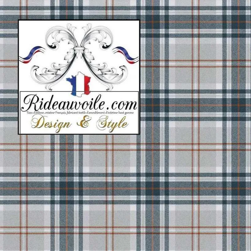 Tissu motif à carreaux Tartan 🔥 gris effet Laine au mètre rideau confection Ignifuge