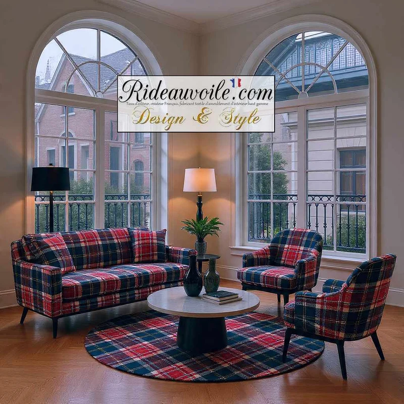 Tissu d'ameublement 🔥 carreaux Tartan effet Laine mètre rideau confection Ignifuge