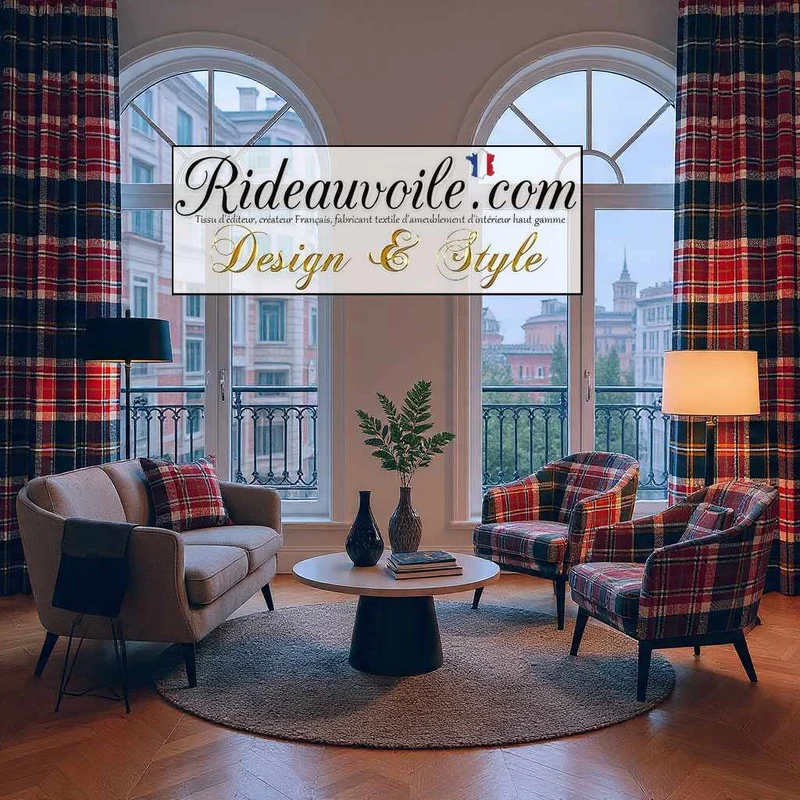 Tissu d'ameublement 🔥 carreaux Tartan effet Laine mètre rideau confection Ignifuge