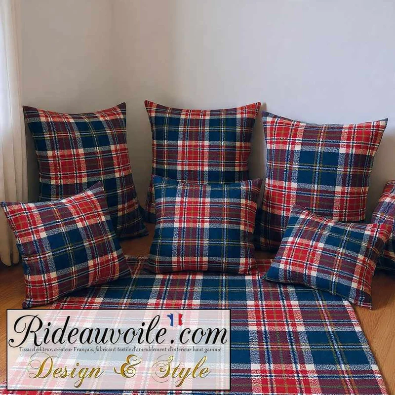 Tissu d'ameublement 🔥 carreaux Tartan effet Laine mètre rideau confection Ignifuge
