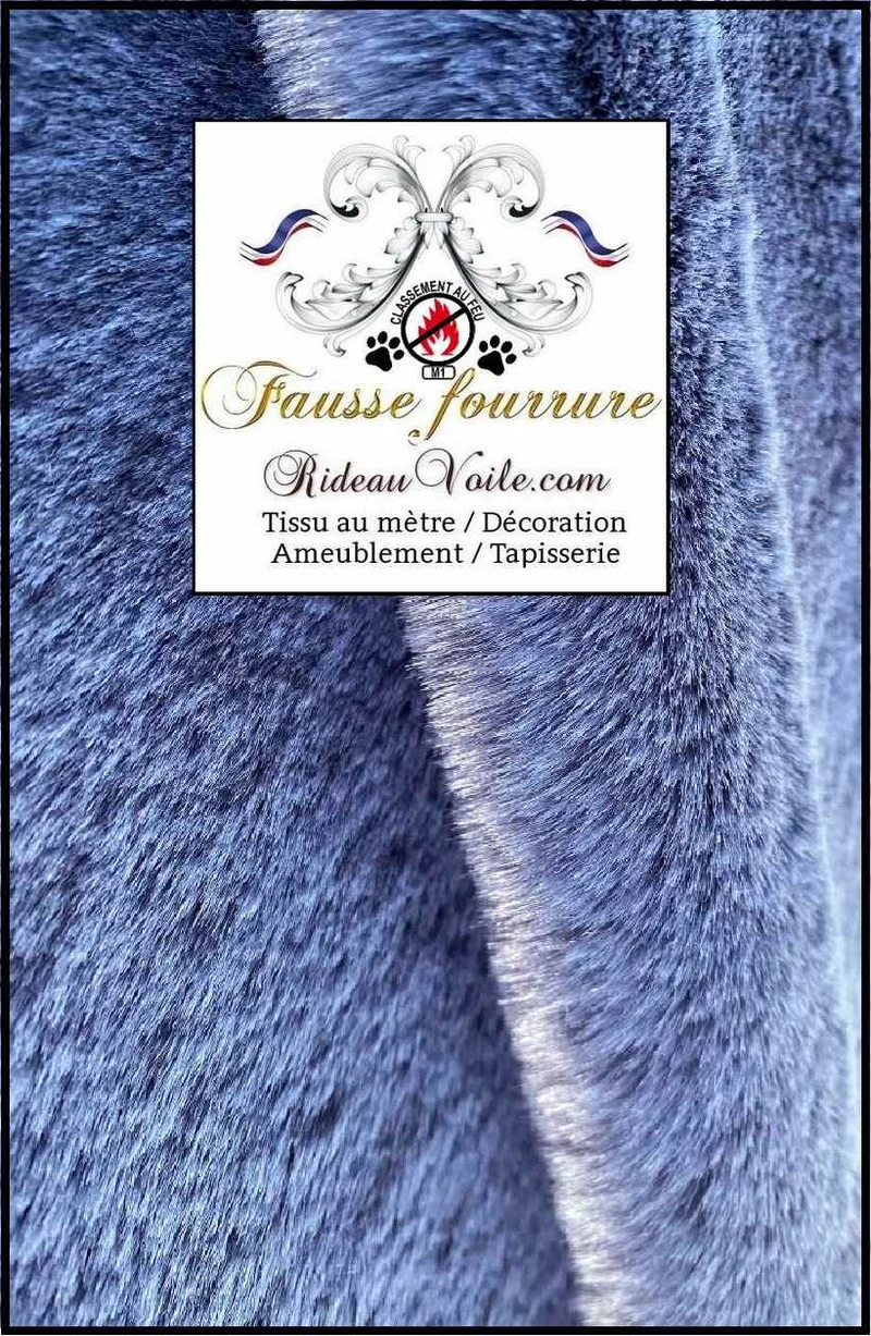 Tissu ignifuge 🔥 imitation fausse fourrure bleu Intérieur Campagne Montagne au mètre
