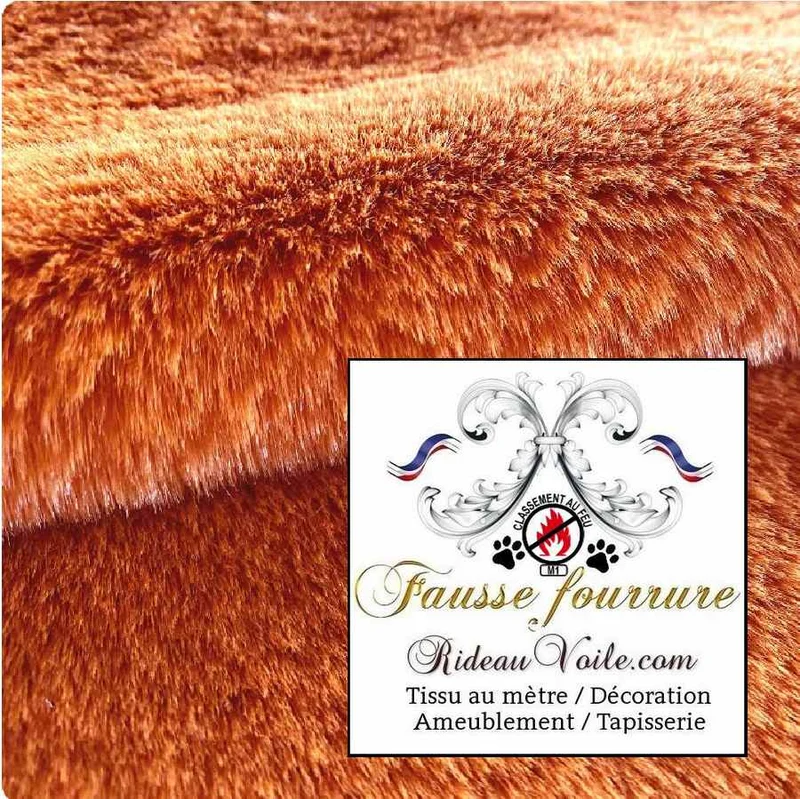 Tissu fausse fourrure orange curry au mètre Tapisserie siège literie intérieur Rideau